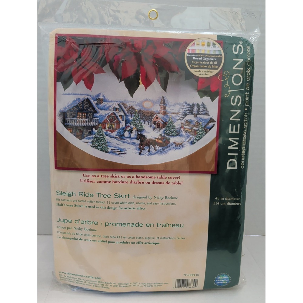 Dimensions Sleigh Ride Tree Skirt Counted Cross Stitch Kit-45" Round 70-08830